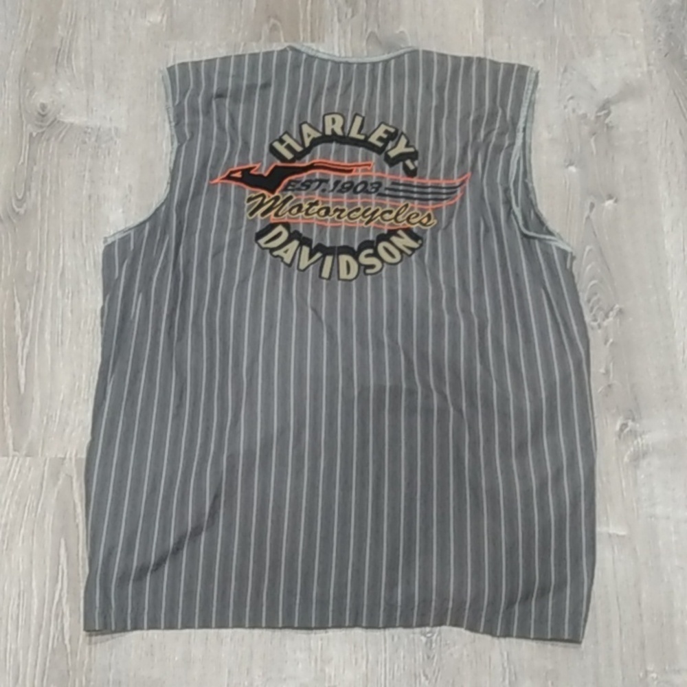 Vintage Harley Davidson Genuine Motor Cloths Striped Button Down Vest - Picture 7 of 16